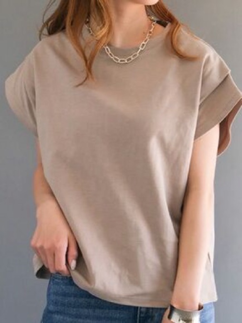 Zara Pale Taupe Short Sleeve Crew Tee